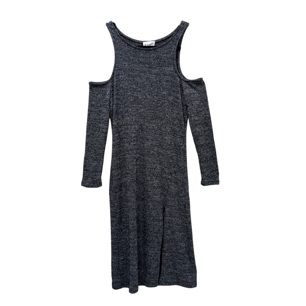 Cold Shoulder Sweater Dress With Side Slit Size M Charcoal Grey
